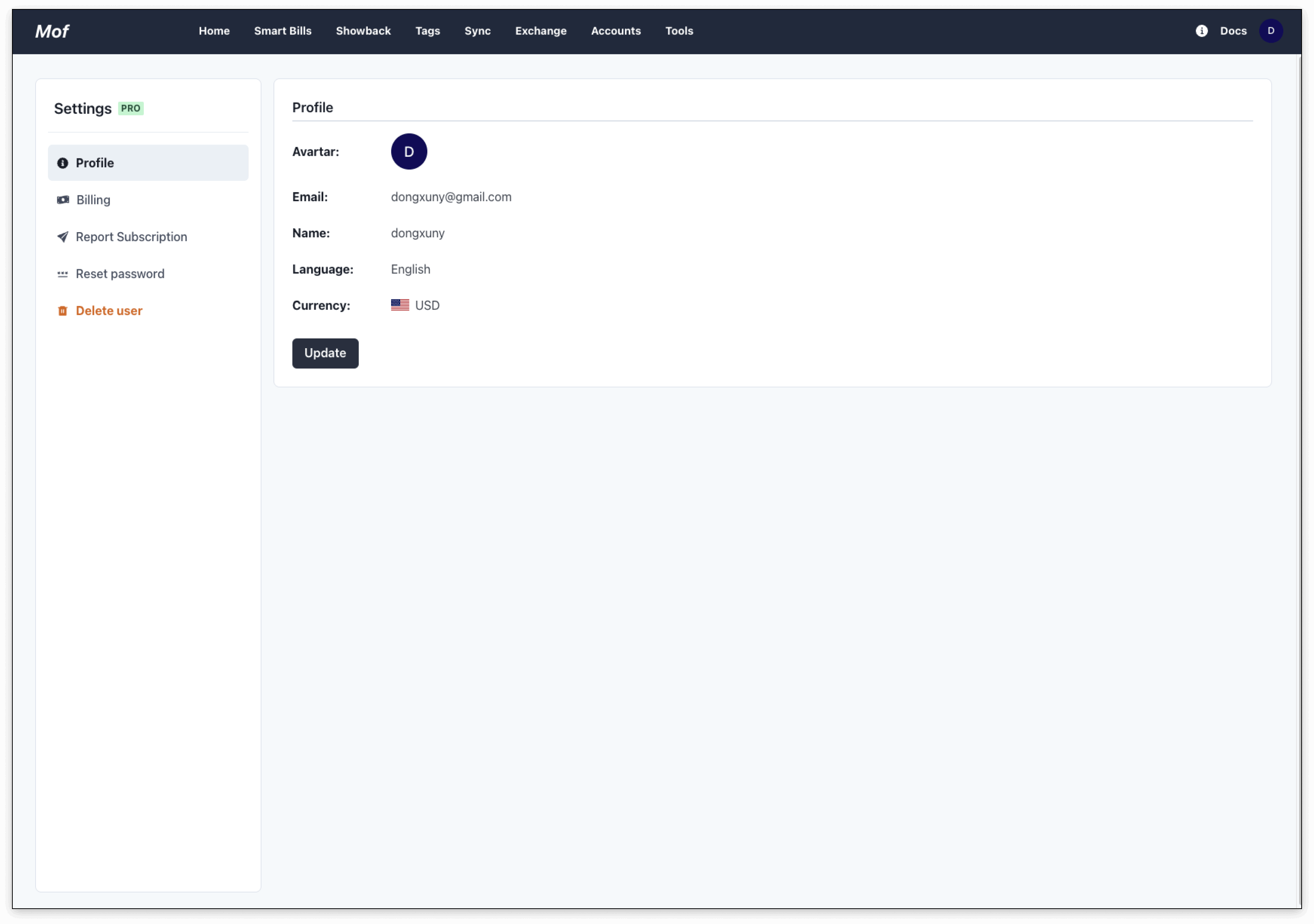 Update user basic info